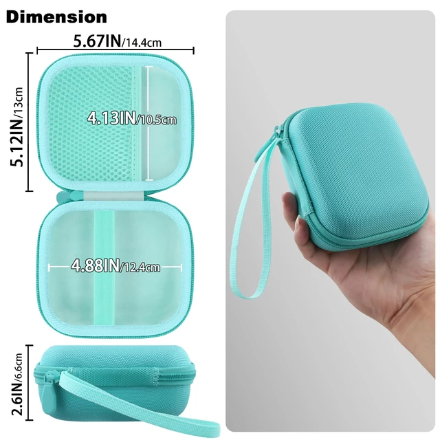 Alt view image 7 of 7 - for Bose New SoundLink Micro 2nd Gen Speaker Protective Case, Mint Green EVA Hard Shell, Soft Velvet Lining, Durable Wrist Strap, Portable Travel Bag with Carabiner, Mesh Accessory Pocket