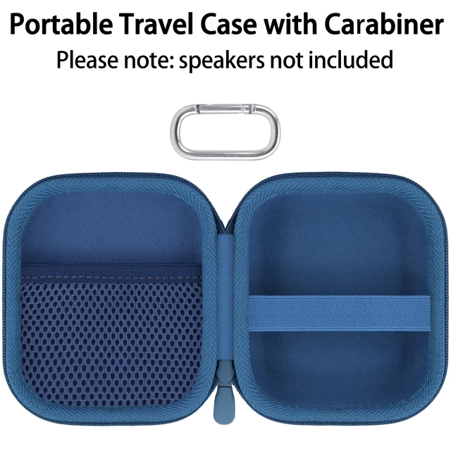Alt view image 3 of 7 - for Bose New SoundLink Micro 2nd Gen Speaker Protective Case, Twilight Blue EVA Hard Shell, Soft Velvet Lining, Durable Wrist Strap, Portable Travel Bag with Carabiner, Mesh Accessory Pocket