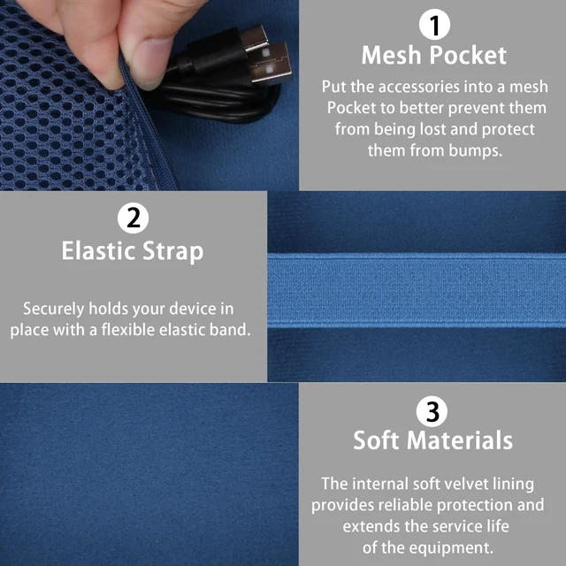 Alt view image 5 of 7 - for Bose New SoundLink Micro 2nd Gen Speaker Protective Case, Twilight Blue EVA Hard Shell, Soft Velvet Lining, Durable Wrist Strap, Portable Travel Bag with Carabiner, Mesh Accessory Pocket