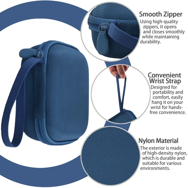Alt view image 6 of 7 - for Bose New SoundLink Micro 2nd Gen Speaker Protective Case, Twilight Blue EVA Hard Shell, Soft Velvet Lining, Durable Wrist Strap, Portable Travel Bag with Carabiner, Mesh Accessory Pocket