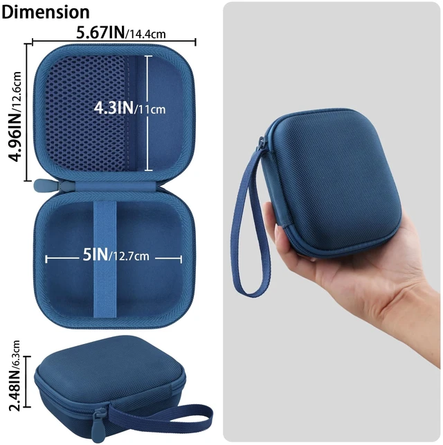 Alt view image 7 of 7 - for Bose New SoundLink Micro 2nd Gen Speaker Protective Case, Twilight Blue EVA Hard Shell, Soft Velvet Lining, Durable Wrist Strap, Portable Travel Bag with Carabiner, Mesh Accessory Pocket