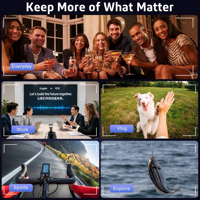 Alt view image 7 of 7 - AI Smart Glasses with Camera,8MP,GPT Assistant,Real-Time Translation Object Recognition,Open-Ear Speakers,Music & Calls,EIS Stabilization,IP65 Water Resistant,Transparent Lenses