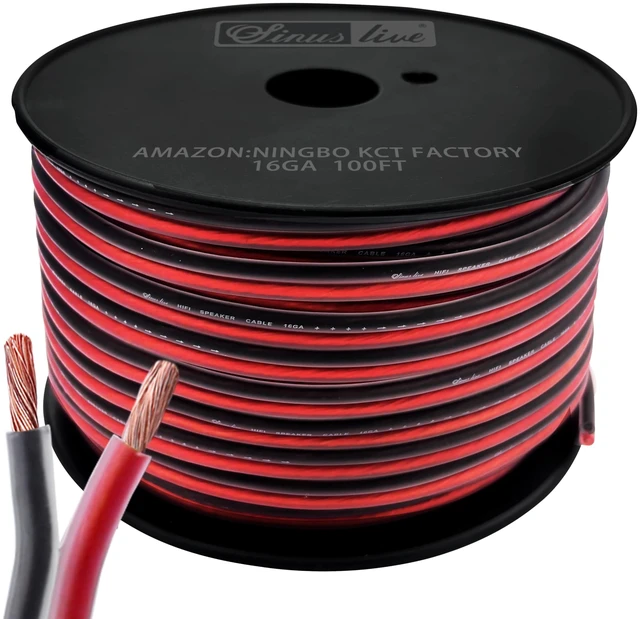 Main image of 16 AWG Gauge Speaker Wire Speaker Cable Stereo, Car or Home Theater, Red and Black,CCAM (100FT CCAM)