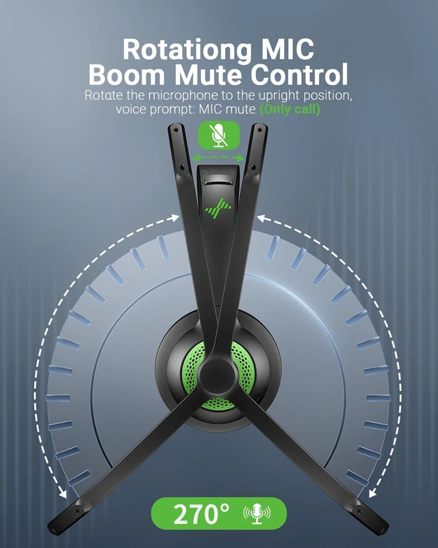 Alt view image 6 of 6 - Bluetooth Wireless Headset with Mic for Work, Bluetooth 5.2, Advanced Noise Reduction Microphone, Clear Calls - Comfortable On-Ear Headphones, Applicable to PC, Laptop, Phone, Android, Zoom, Office