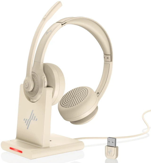 Main image of Bluetooth Wireless Headset with Mic for Work, Bluetooth 5.2, Advanced Noise Reduction Microphone, Clear Calls - Comfortable On-Ear Headphones, Applicable to PC, Laptop, PhoneApricot