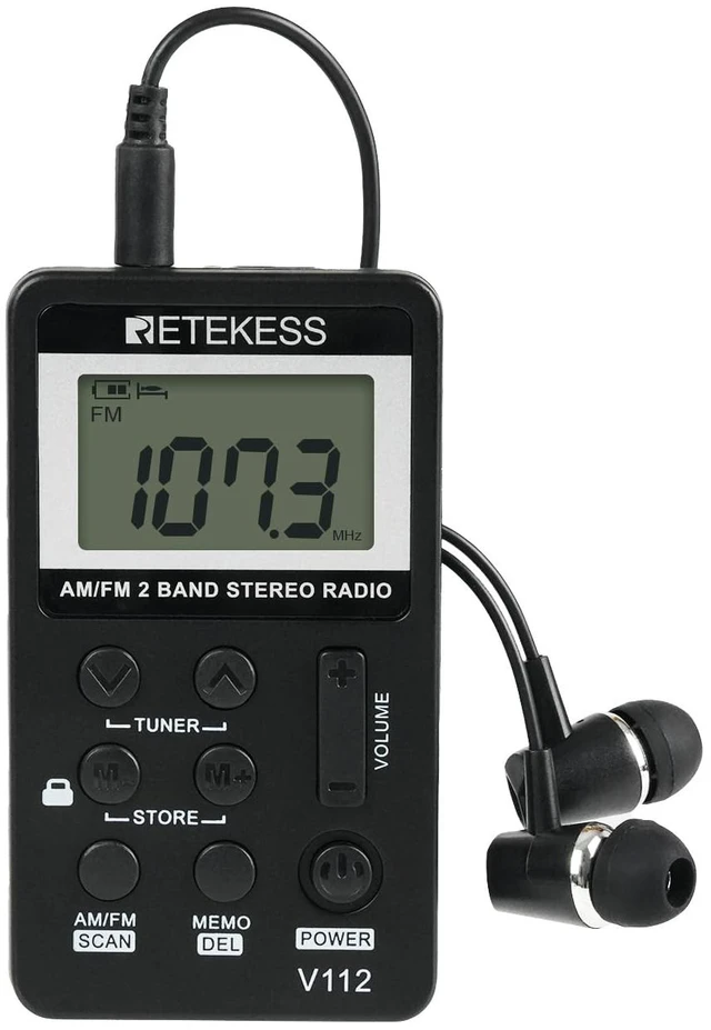 Main image of V112 AM FM Pocket Radio, Digital Radio with Earphone(Black) for Walking, Jogging, Training,Rechargeable Battery, LCD Display