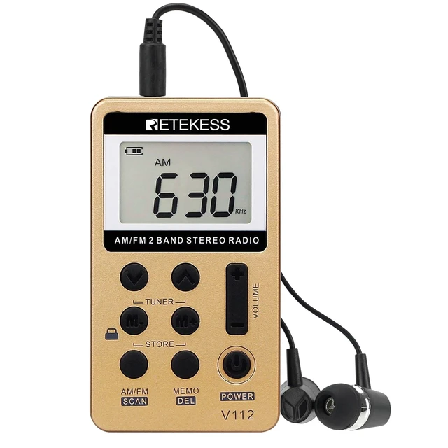 Alt view image 7 of 7 - V112 AM FM Radio Portable, Mini Radio(Gold) for Walking, Jogging, Digital Tuning, Rechargeable Battery, LCD Display