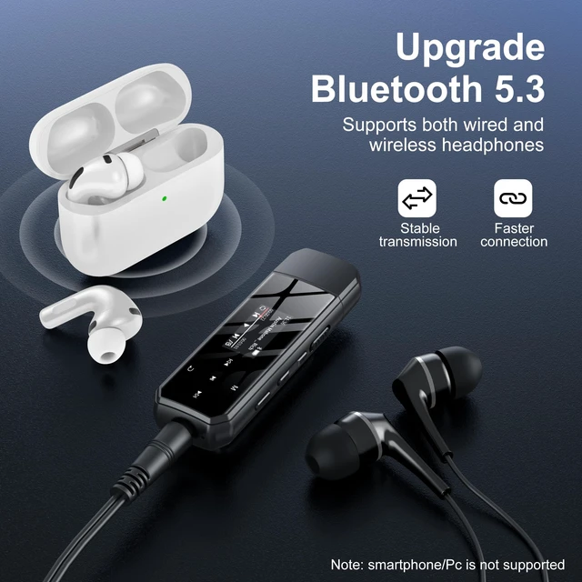 Alt view image 2 of 7 - V02 MP3 Player with Bluetooth32GB Music Player with 250mAh Lithium-Polymer Battery Black