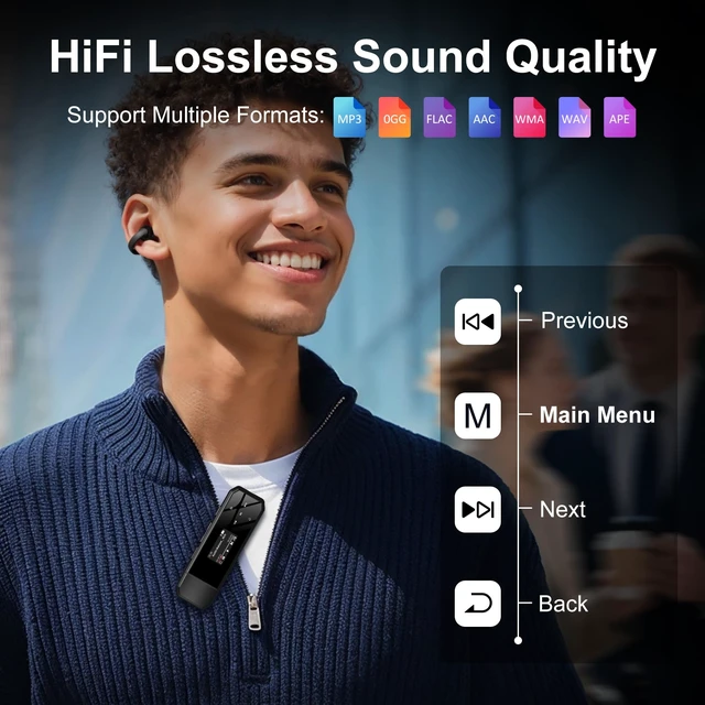 Alt view image 6 of 7 - V02 MP3 Player with Bluetooth32GB Music Player with 250mAh Lithium-Polymer Battery Black