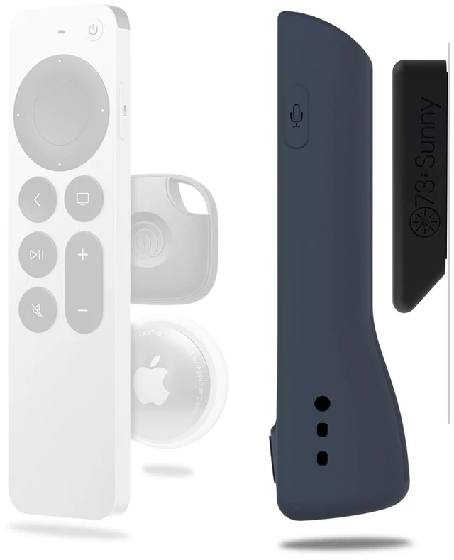 Main image of GripStand Remote Case + Mount for Apple TV, Slate Ocean by No more digging through the couch cushions it stands up, parks on a magnet, and holds an AirTag or Tile Mate (not included)
