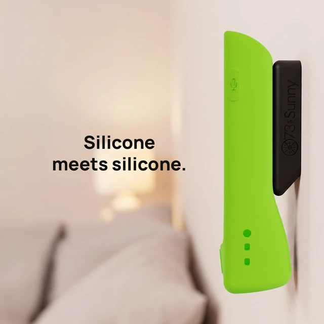 Alt view image 6 of 7 - GripStand Remote Case + Mount Holder for Apple TV, Lime Glow by No more digging through the couch cushions it stands on its own, parks on a magnet, and shows once the room goes dark
