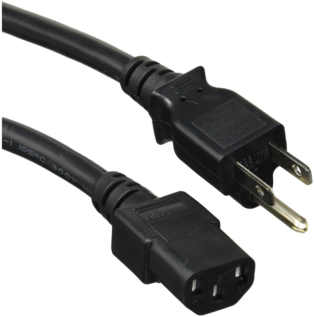Main image of Power Cord - NEMA 5-15P to IEC 60320 C13, 16AWG, 13A/1625W, 125V, 3-Prong, 3ft, Black, 6-Pack