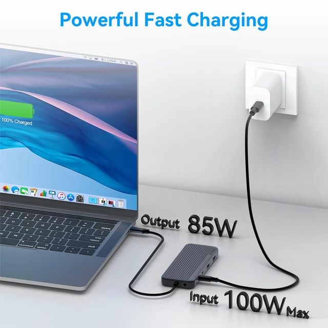 Alt view image 5 of 7 - USB C Docking Station 3 HDMI, 12 in 1 Docking Station Triple Display, Dual Monitor Dock, Laptop USB-C Hub 3 HDMI with 10 Gbps, Ethernet, USB A/C 3.1, USB 2.0, 100W PD, Audio & Mic, SD