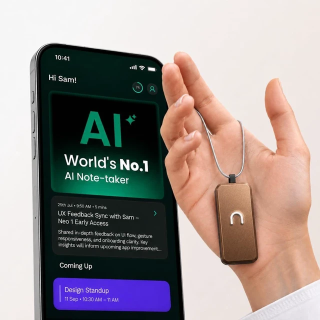 Main image of Neo 1 AI Note Taking Device, Wearable Productivity Assistant, Transcribe, Summarize, Action Items, No Subscription, Copper