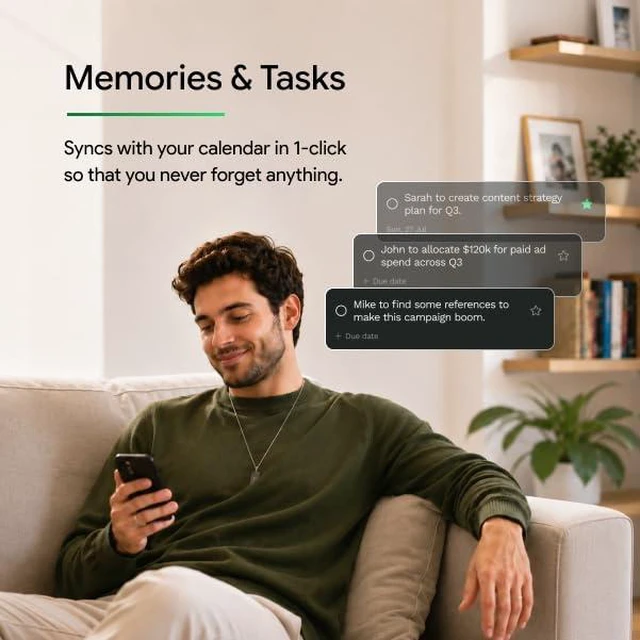 Alt view image 4 of 7 - Neo 1 AI Note Taking Device, Wearable Productivity Assistant, Transcribe, Summarize, Action Items, No Subscription, Silver