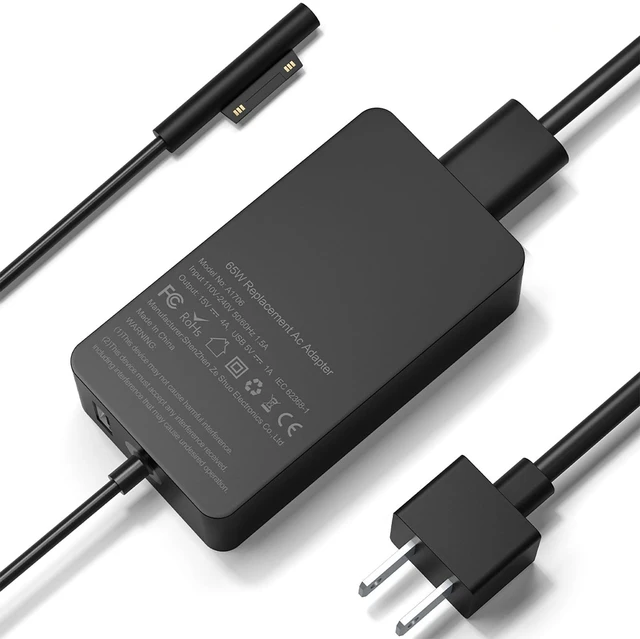 Main image of Surface Pro Laptop Charger 65W Power Adapter for Microsoft Surface Pro Compatible with Pro 3/4/5/6/7/8/9/X, Windows Surface Laptop 6/5/4/3/2/1, Surface Book 3/2/1, Go Tablet, 6.5FT Power Cord