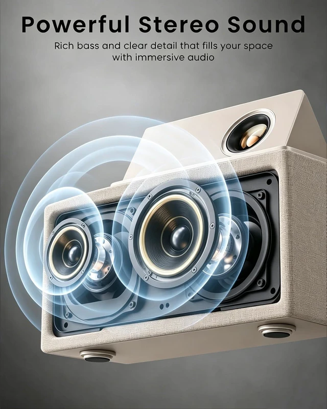 Alt view image 3 of 7 - Bluetooth Speaker Wireless, Charging Station for Home Sleep Gift Sound with Punchy Bass, 7 in 1 Sunset Lamp & White Noise, Smart Flip-Up LCD Display, Clock Syncs Phone's Time and Date