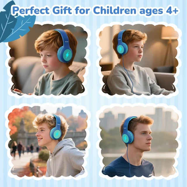 Alt view image 7 of 7 - Kids USB C Headphones for School, Safe Listening Wired Over-Ear Headphones with LED Lights, Volume Limiter & Microphone, Foldable Design for iPhone 16/ 17, iPad, Tablet