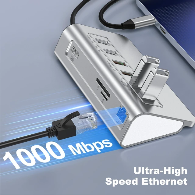 Alt view image 3 of 7 - 10-in-1 USB C Hub with Ethernet, 4K@60Hz HDMI, 10Gbps USB-C/USB-A, PD 100W, SD/TF, P9R PRO Docking Station for MacBook Pro/Air M1-M5, iPhone 17/16/15, iPad Pro, Windows