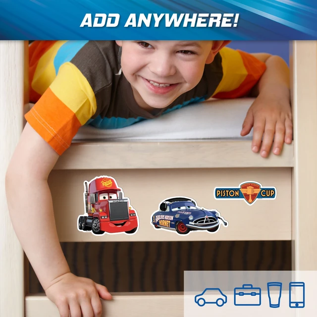 Alt view image 5 of 7 - Disney Pixar Cars Decals - Set of 12 Lightning McQueen Doc Hudson Mack Chick Hicks Ramone Flo Vinyl Stickers for Car Laptop Computer Kids Water Bottle Outdoor Waterproof