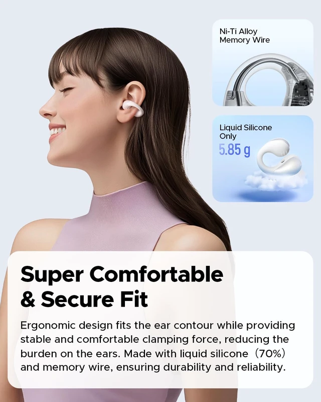Alt view image 3 of 7 - PearlClip Pro - Open Ear Clip-on Earbuds - White Bluetooth 6.0 LDAC Hi-Res Spatial Sound Comfortable for Sports Workout,12mm Drivers,24H Playtime Fast Charge, IPX5