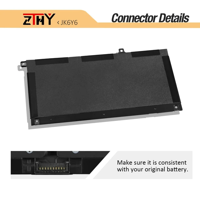Alt view image 4 of 7 - JK6Y6 40Wh Laptop Battery Replacement for Dell Latitude 3410 3510 3120 3140 Vostro 5300 5401 5501 Inspiron 5300 5401 5408 5402 5509 5409 5508 5400 5406 7405 7300 7306 7500 2-in-1 Silver P32T P33T P97F