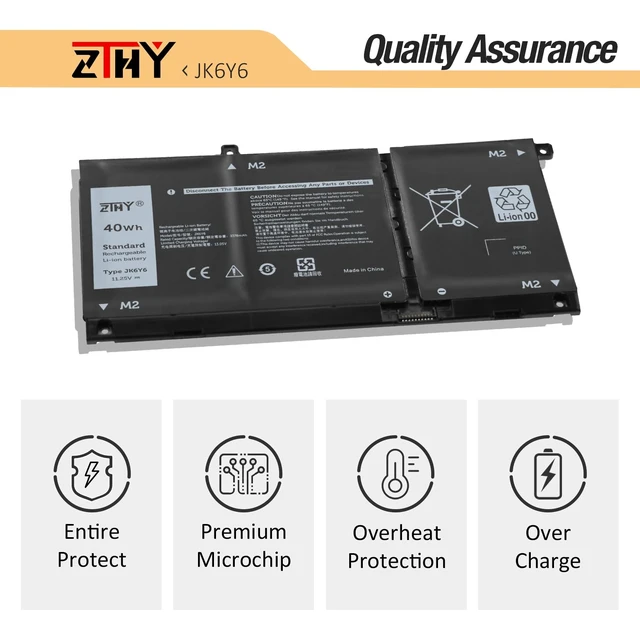 Alt view image 5 of 7 - JK6Y6 40Wh Laptop Battery Replacement for Dell Latitude 3410 3510 3120 3140 Vostro 5300 5401 5501 Inspiron 5300 5401 5408 5402 5509 5409 5508 5400 5406 7405 7300 7306 7500 2-in-1 Silver P32T P33T P97F