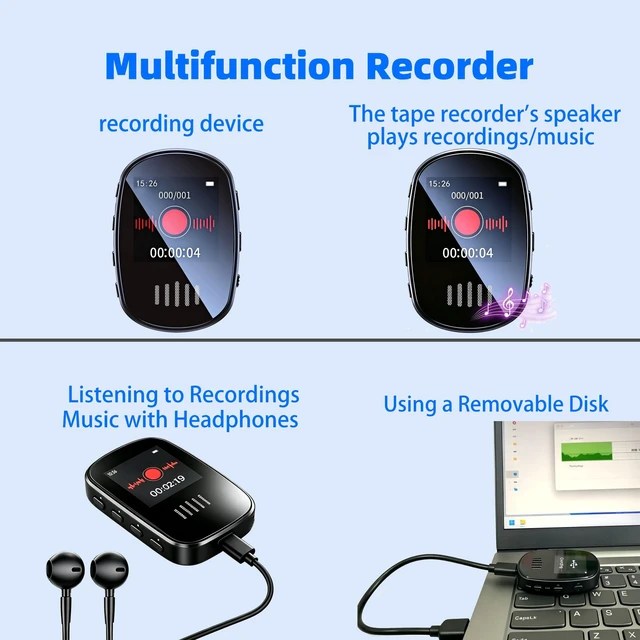 Alt view image 4 of 7 - small voice recorder with playbackVoice activation, password managementSuitable for meetings and regular classes mini recorder device