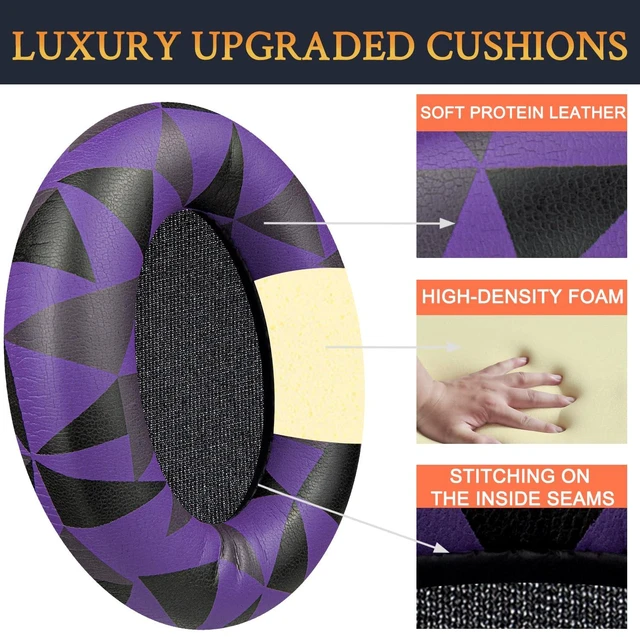 Alt view image 3 of 3 - Professional Earpads Cushions Replacement for Sony WH-1000XM3 (WH1000XM3) Over-Ear Headphones, Ear Pads with Softer Protein Leather, Noise Isolation Memory Foam, Added Thickness (Purple Black)