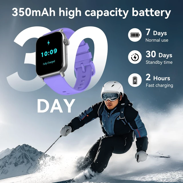Alt view image 5 of 7 - Smart Watches for Men Women with Bluetooth Calling, 1.83" HD Touchscreen Fitness Tracker, IP68 Waterproof, 120+ Sports Modes, Heart Rate & Sleep Monitor, Activity Tracker for iPhone Android (Purple)