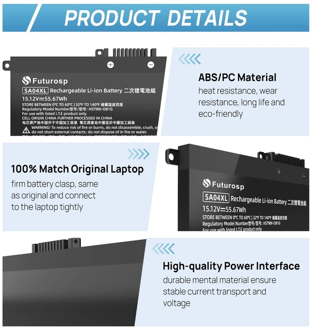 Alt view image 3 of 6 - SA04XL Laptop Battery Replacement for HP Envy X360