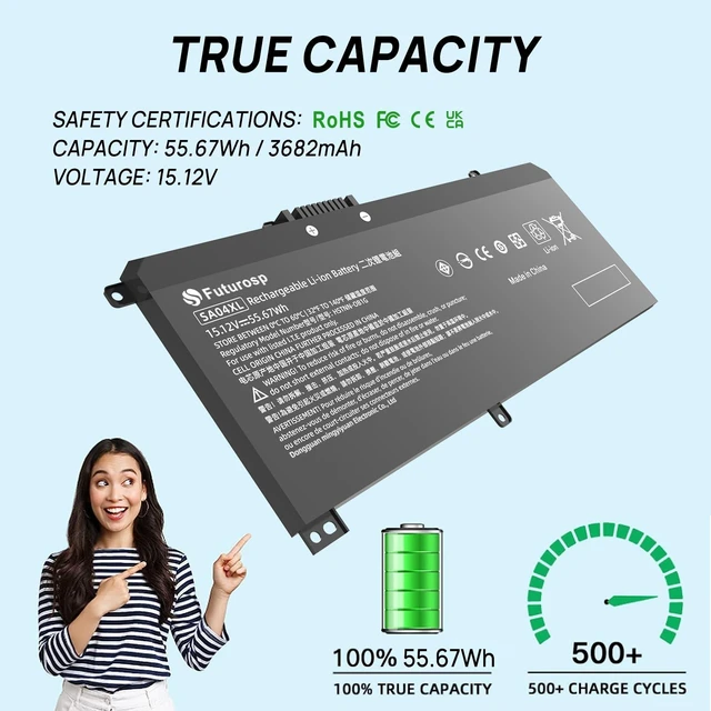 Alt view image 4 of 6 - SA04XL Laptop Battery Replacement for HP Envy X360