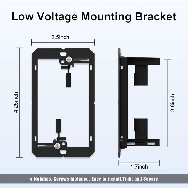 Alt view image 3 of 7 - Brush Wall Plate with Low Voltage Mounting Bracket, White, 20 pack Cable Pass Through Insert for Wires, Single Gang Cable Access Strap, Wall Socket for HDTV, Home Theater Systems