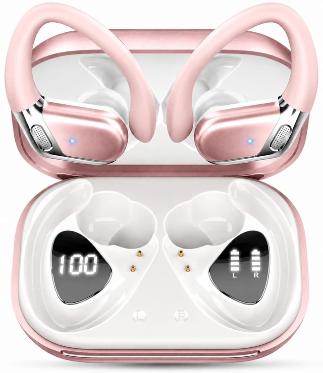 Main image of Wireless Earbuds, Bluetooth 5.4 Headphones Sport, 50H Deep Bass Sound Over Ear Buds with 4 ENC Noise Cancelling Mic, Dual LED Display, IP7 Waterproof Earphones with Earhook for Workout/Running/Gym