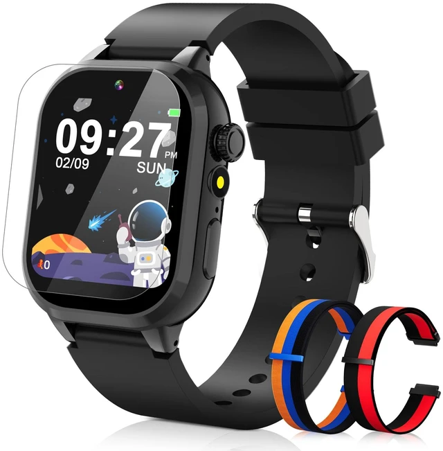 Main image of Smart Watch for Kids, Smart Watch Boys Toys with 40 Games Camera Video Recorder, Music, Alarm, Learn Card, Audiostory, Flashlight,Pedometer, 2 Extra Bands, Gift Toys for 3-12 Years Old Boys(Black)