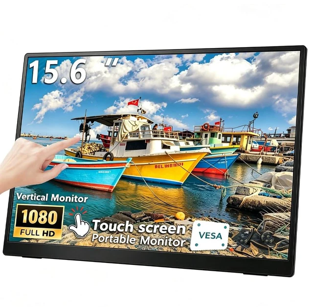 Main image of 15.6''Portable Touchscreen Monitor 1080P VESA USB-C Vertical Monitor With Adjustable Stand, Speaker,VESA Mountable,100%sRGB HDMI HDR External Monitor for Laptop Mac Windows Android