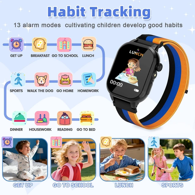 Alt view image 7 of 7 - Smart Watch for Kids, Smart Watch Boys Toys with 40 Games Camera Video Recorder, Music, Alarm, Learn Card, Audiostory, Flashlight,Pedometer, 2 Extra Bands, Gift Toys for 3-12 Years Old Boys(Black)