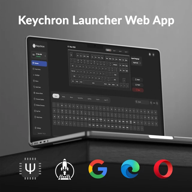 Alt view image 4 of 7 - K1 Max Ultra-Slim Wireless Mechanical Keyboard, 80% TKL Layout Bluetooth/2.4 GHz/Wired Keyboard with Low-Profile Gateron Brown Switch, Hot-Swappable, RGB Backlit QMK for Mac Windows Linux