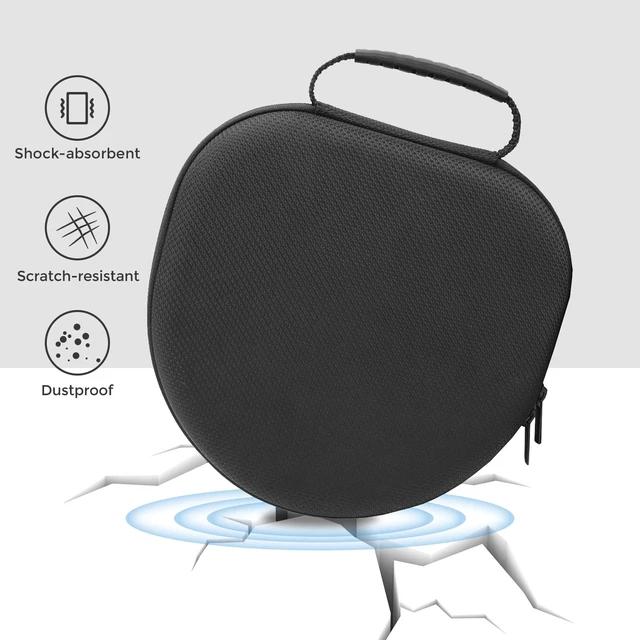 Alt view image 5 of 7 - AirPods Max & AirPods Max 2 Hard Travel Case with Silicone Covers Shockproof EVA Shell with Soft Lining, Mesh Pocket for Accessories, Ideal for Travel & Daily Storage -Blackclear