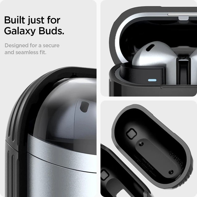 Alt view image 6 of 7 - Rugged Armor Designed for Galaxy Buds3, Buds3 Pro & 3 FE (2025/2024) TPU & PC Dual Layer, Drop Protection, Included Carabiner - Matte Black