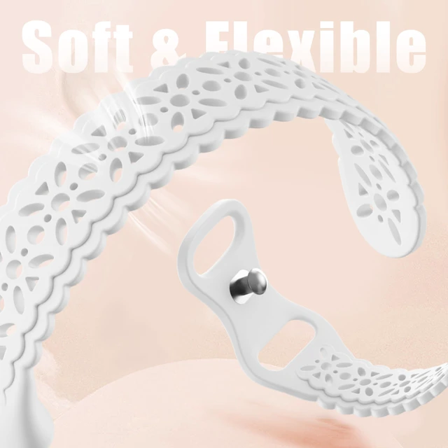 Alt view image 3 of 7 - Compatible with Fitbit Charge 5/6 Bands, 3 Pack Cute Lace Silicone Flower Pattern Breathable Sport Bands Replacement Watch Strap for Women