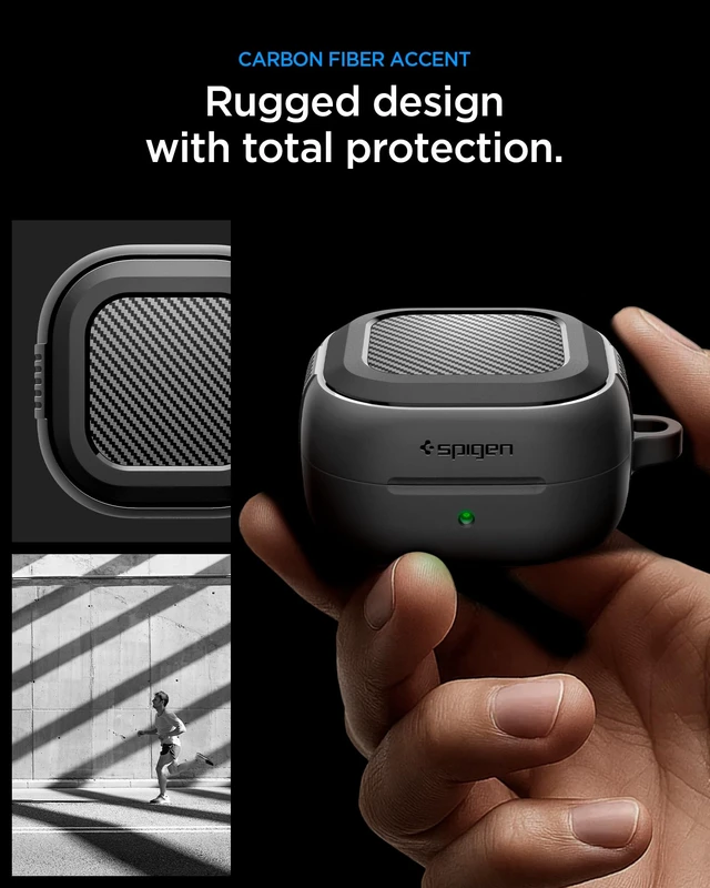 Alt view image 3 of 7 - Rugged Armor Designed for Galaxy Buds 4 Pro/Buds 4 Case (2026) TPU & PC Dual Layer Protection, Included Carabiner, Wireless Charging Compatible - Matte Black