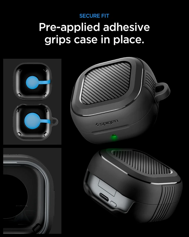 Alt view image 5 of 7 - Rugged Armor Designed for Galaxy Buds 4 Pro/Buds 4 Case (2026) TPU & PC Dual Layer Protection, Included Carabiner, Wireless Charging Compatible - Matte Black