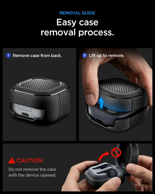Alt view image 7 of 7 - Rugged Armor Designed for Galaxy Buds 4 Pro/Buds 4 Case (2026) TPU & PC Dual Layer Protection, Included Carabiner, Wireless Charging Compatible - Matte Black