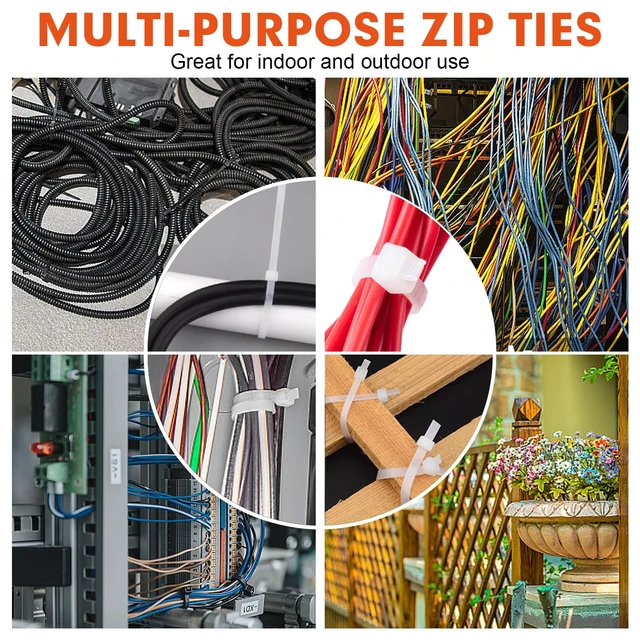 Alt view image 7 of 7 - Zip Ties, 1200pcs White Cable Zip Ties 8 Inch, Heavy Duty Plastic Wire Ties with 70lb Tensile Strength, Self-Locking White Nylon Tie Wraps for Indoor and Outdoor