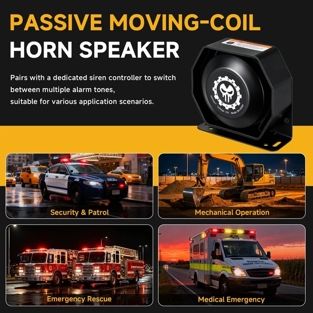 Alt view image 3 of 6 - Police Siren Speaker Horn 12V 150dB PA Siren Speaker for Truck Car Compact Design, Heavy-Duty Housing, 200W High Power, Waterproof, Stable & Durable, Simple Wiring, Universal for 12v Vehicles