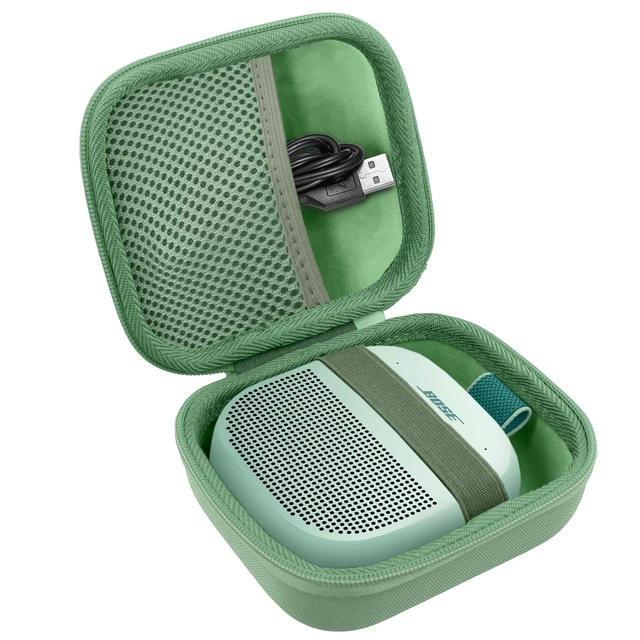 Alt view image 2 of 7 - for Bose New SoundLink Micro 2nd Gen Speaker Protective Case, Grass Green EVA Hard Shell, Soft Velvet Lining, Durable Wrist Strap, Portable Travel Bag with Carabiner, Mesh Accessory Pocket