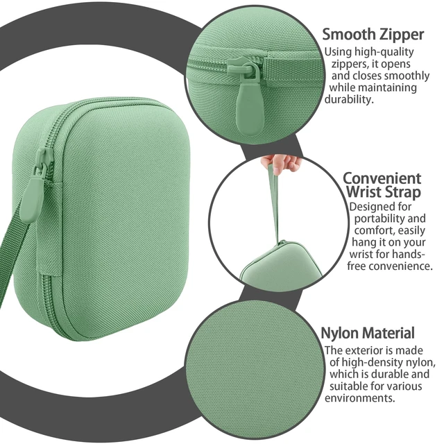 Alt view image 6 of 7 - for Bose New SoundLink Micro 2nd Gen Speaker Protective Case, Grass Green EVA Hard Shell, Soft Velvet Lining, Durable Wrist Strap, Portable Travel Bag with Carabiner, Mesh Accessory Pocket