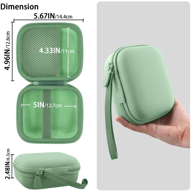 Alt view image 7 of 7 - for Bose New SoundLink Micro 2nd Gen Speaker Protective Case, Grass Green EVA Hard Shell, Soft Velvet Lining, Durable Wrist Strap, Portable Travel Bag with Carabiner, Mesh Accessory Pocket