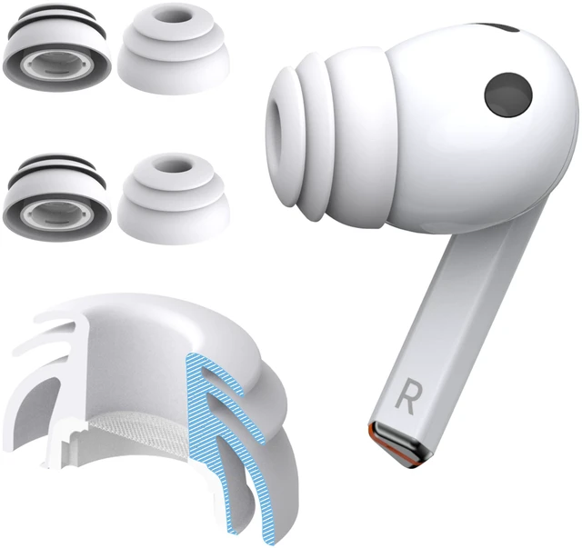 Main image of Premium Multi-Flange Eartips for Galaxy Buds3 Pro (White, Large) Always Fits, Never Slips